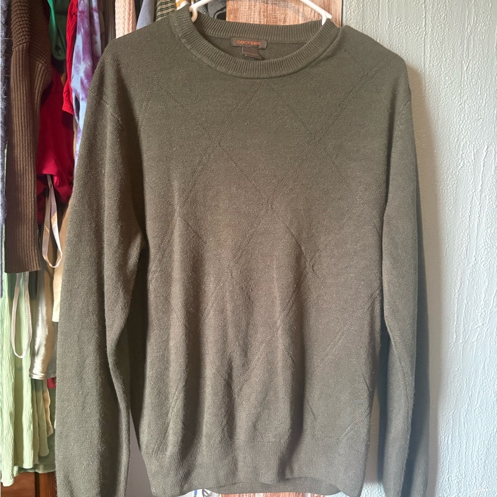 Dockers Men's Olive Crewneck Sweater